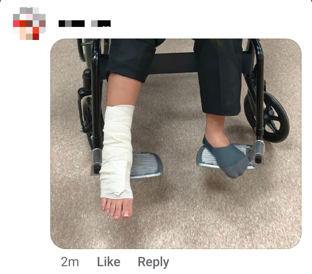 数名伤者事后在视频留言区张贴受伤的照片。