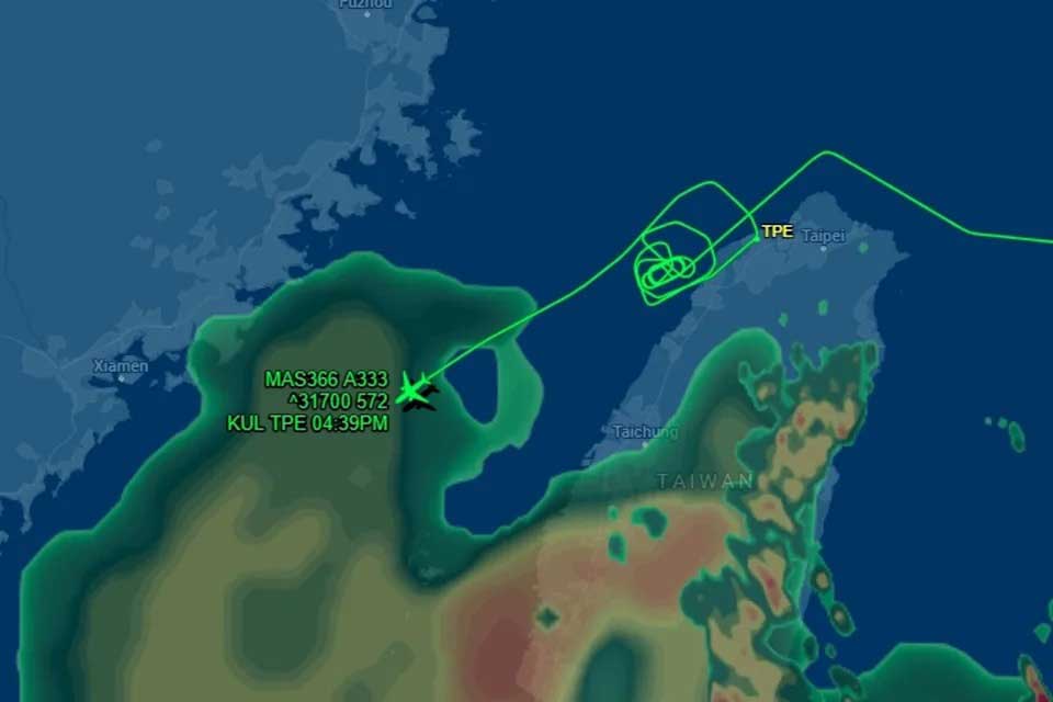 马航MH366班机转降香港。（取自flightaware.com）