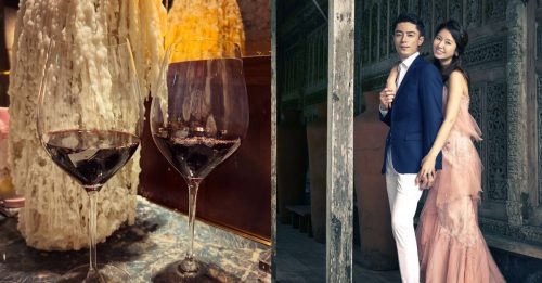 林心如霍建华庆结婚9周年 红酒杯藏幸福人影