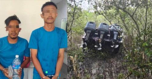 偷渡来马遇执法者 追船追进红树林 2人哪里逃！