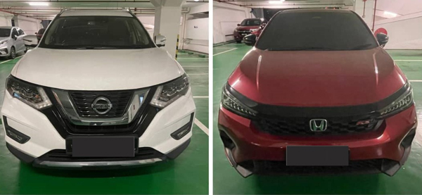 警方起获的2辆轿车。