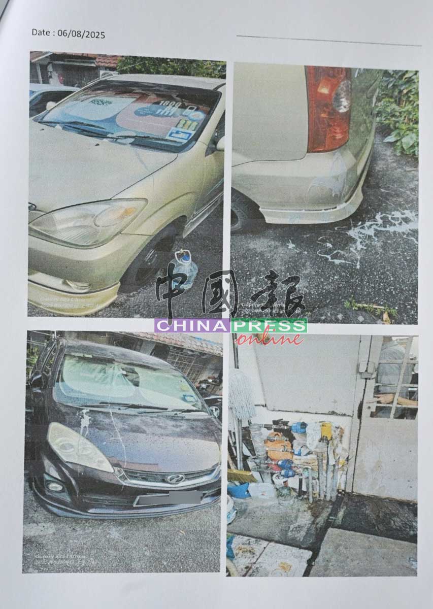 谢先生和父母的住家，被旧情人泼漆和泼粪。