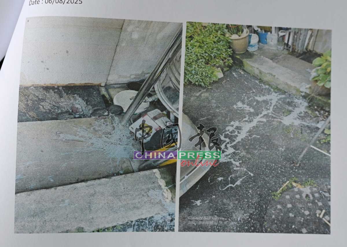 谢先生和父母的住家，被旧情人泼漆和泼粪。