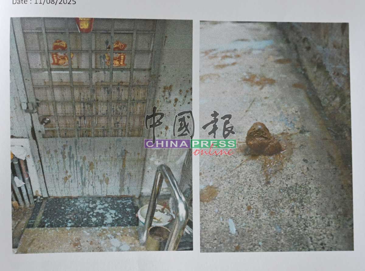 谢先生和父母的住家，被旧情人泼漆和泼粪。