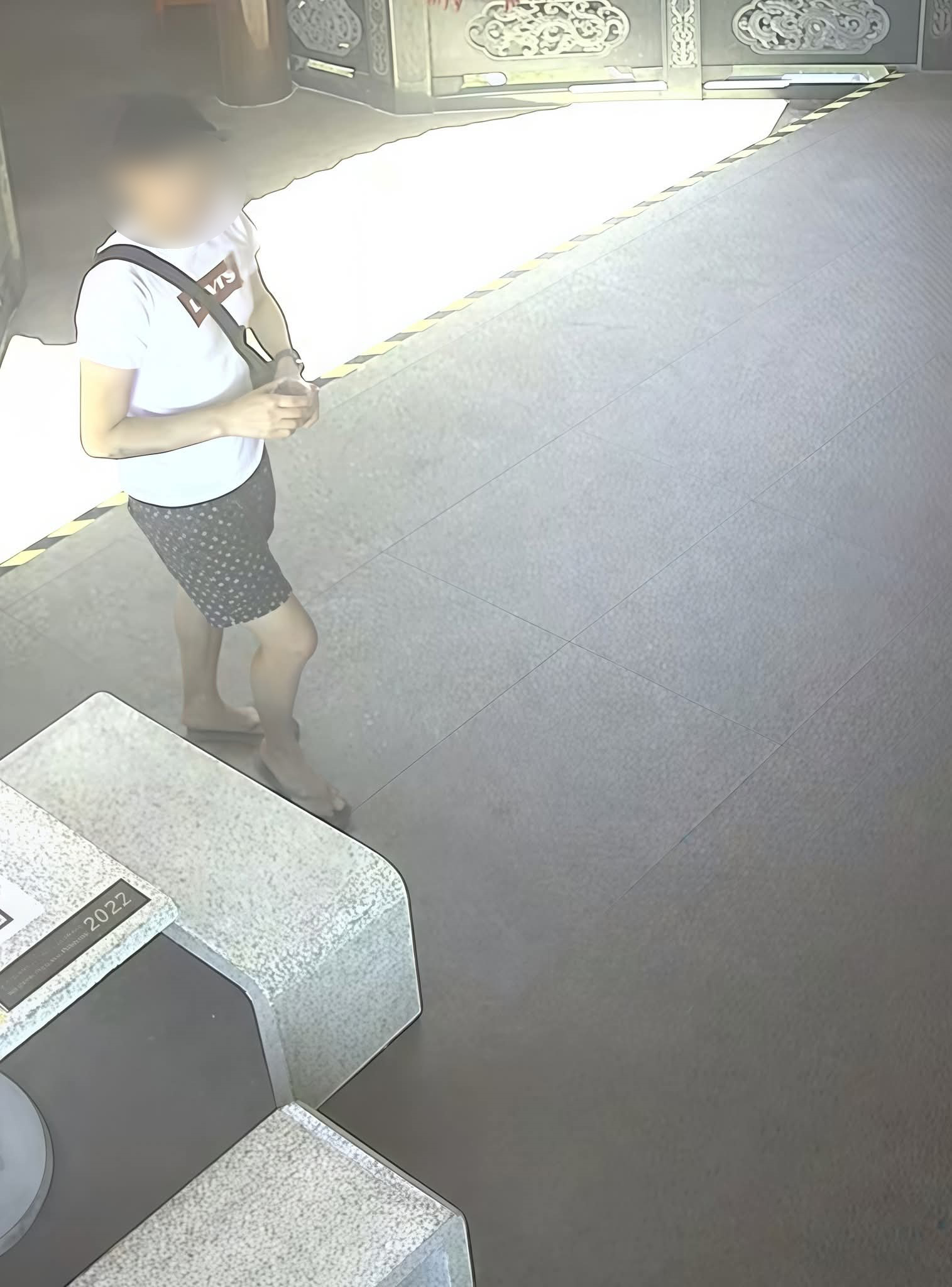 把风的窃贼手里拿着鱼饲料，装扮自己是游客。（取自北海新芭观音亭斗母宫面子书）