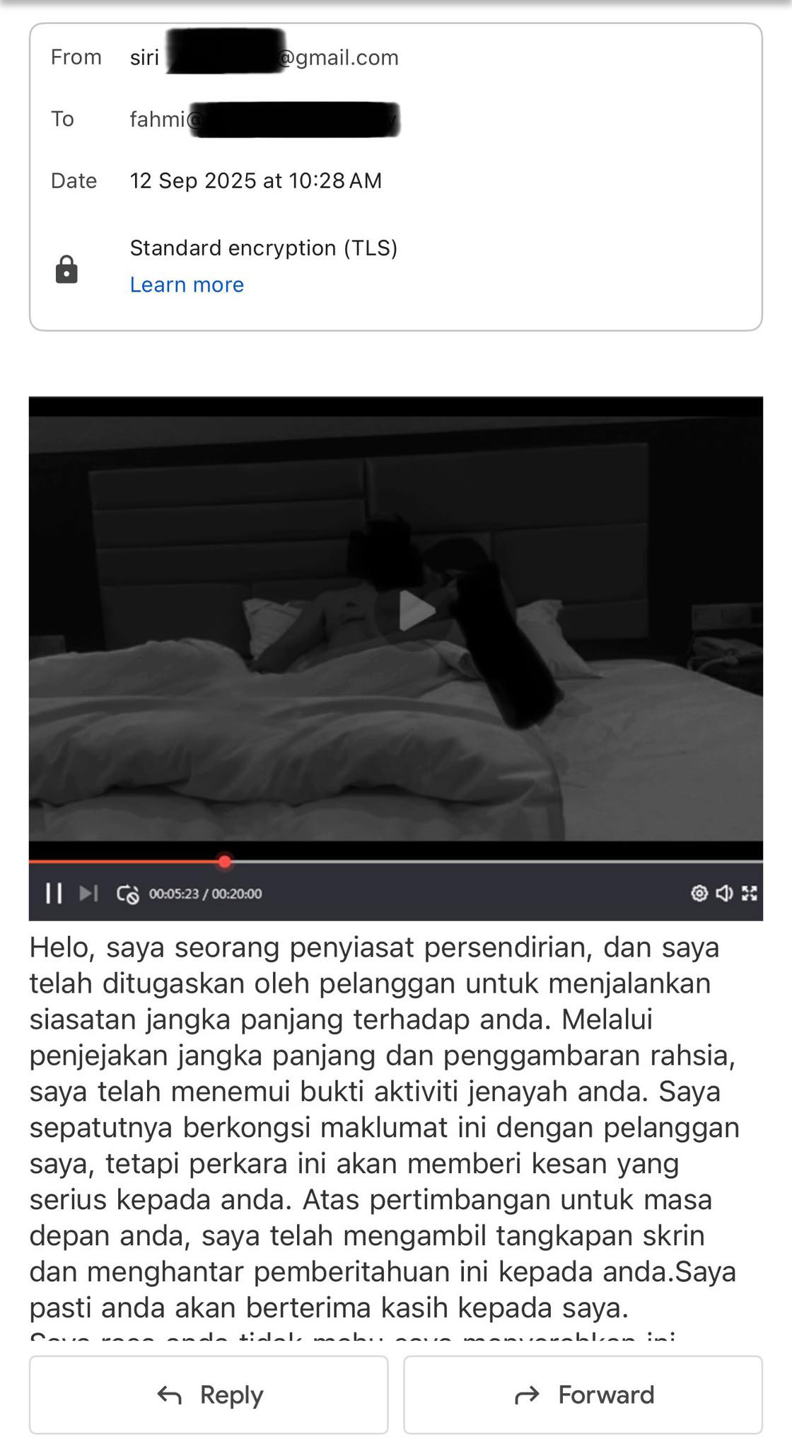 法米证实本身也收到了相关勒索电邮。(取自法米面子书)