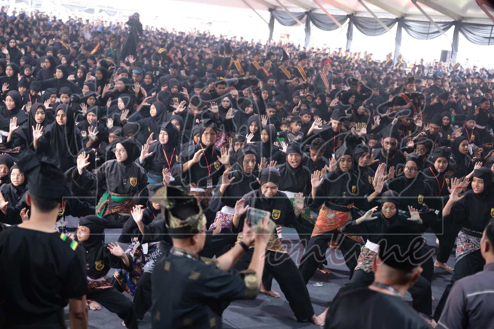 来自全国各地马来武术团体的学员，现场示范马来武术。