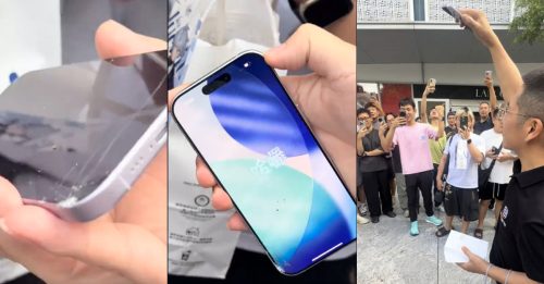 男子测试新买iPhone 17 当众摔地 屏幕破裂！