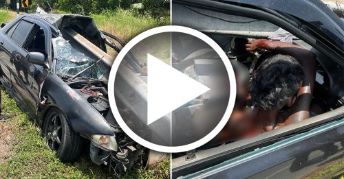 整根防护栏杆“直插”轿车 司机受重伤