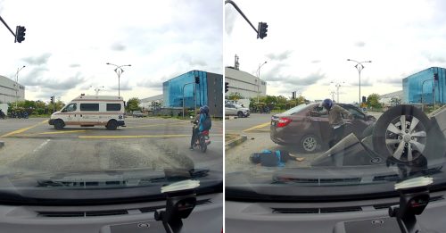 赶救护车酿祸！轿车闯红灯连环撞 4人伤