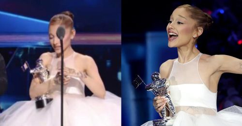 被麦克风挡美颜 小天后惨踮脚致词