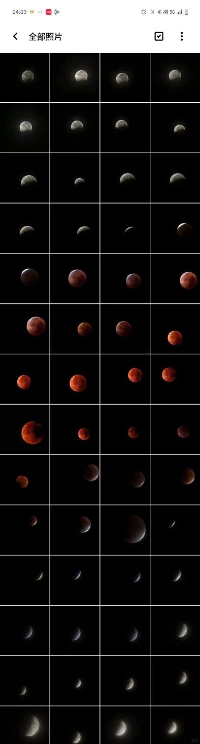 吉打民众目睹月亮逐渐呈现为红色的过程。