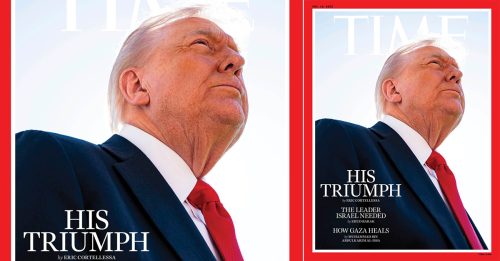 促成和平协议重大成果 特朗普登《时代》封面