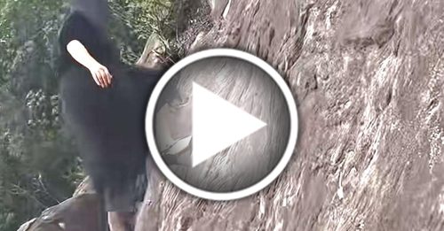 身穿纱裙脚踩高跟鞋 她如岩羊般登山