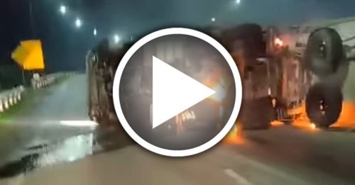 罗厘翻覆 漏油起火 司机烧成焦尸