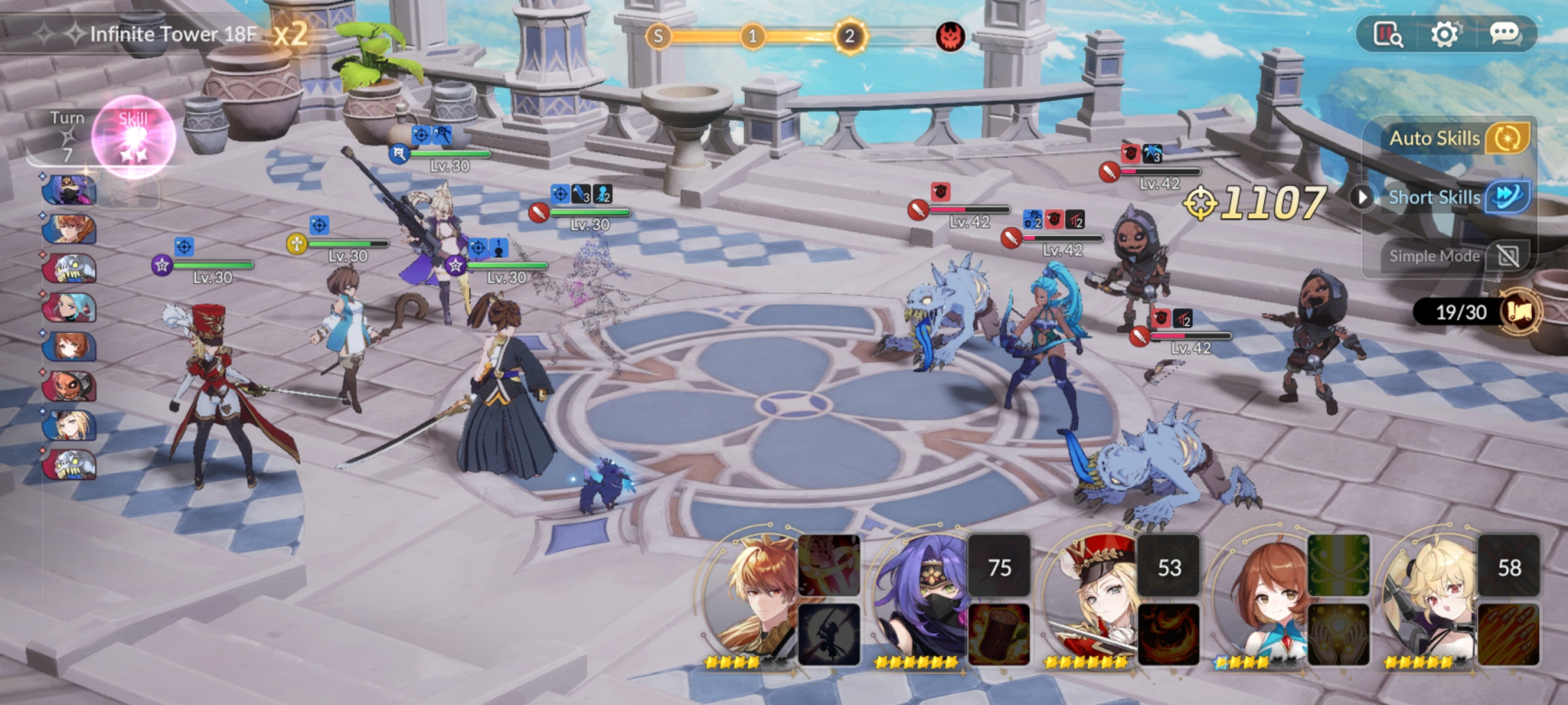 战斗中，站在前列的英雄更容易受到敌人攻击，队伍可以摆出不同阵型，例如平衡的3前2后，或是4保1等等。