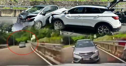 逆向轿车酿车祸 行车仪画面在撞击瞬间停止