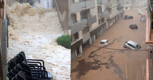 西班牙加泰罗尼亚暴雨酿灾 洪水泛滥民众受困