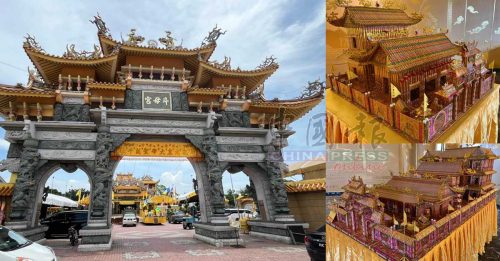 3人耗时5个月 金纸制成 超大斗母宫　