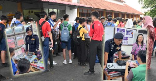 甲总警长亲自带队 突击检查中学生书包