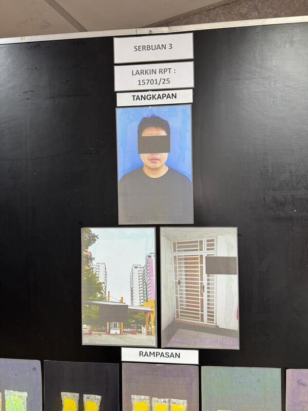 警方在第三次行动逮捕的华裔男子，为加工与分销摇头丸集团加工者。