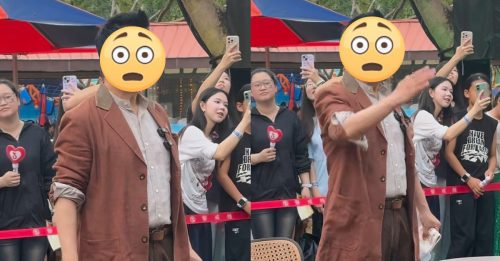 三届视帝身形发福 被偶遇主题乐园“卖艺”