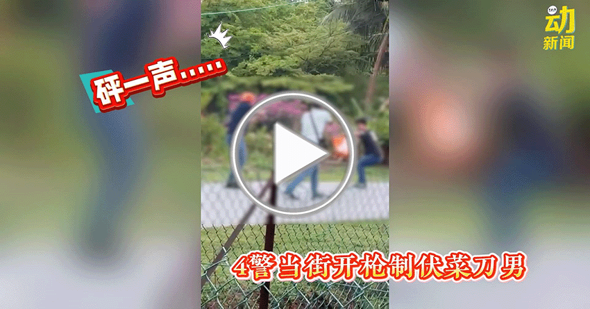 动新闻｜菜刀男与4警对峙  千钧一发  砰一声.....