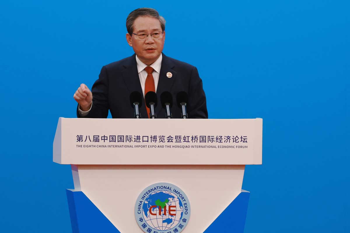 李强在进博会开幕式发表主旨演讲。（欧新社）