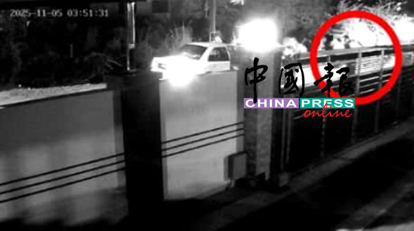 从闭路电视可见，一名瘦削男子驾着白色宝腾威拉轿车抵达现场，随即朝屋主住家投掷汽油弹后逃离。