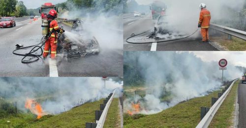 保时捷行驶中突起火 华女司机 惊险逃生！