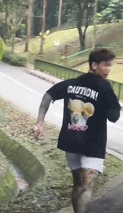 黑衣男司机弃车后沿直落布兰雅山逃跑。(取自网络)