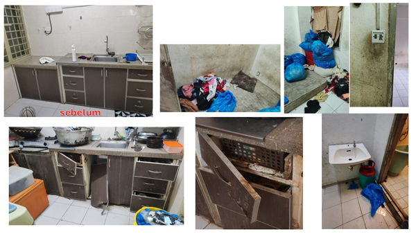 橱柜和衣橱都被恶霸租客弄坏,雪白的墙壁成为“黑墙”。(图杨雪鹃提供)