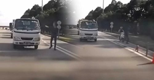 收费站前与司机交谈 男子突闯摩哆道被撞伤