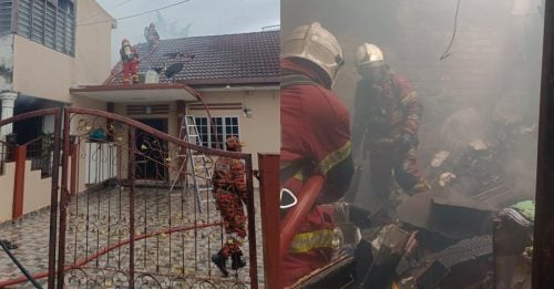 冼都双层排屋大火 1屋彻底烧毁 波及隔壁