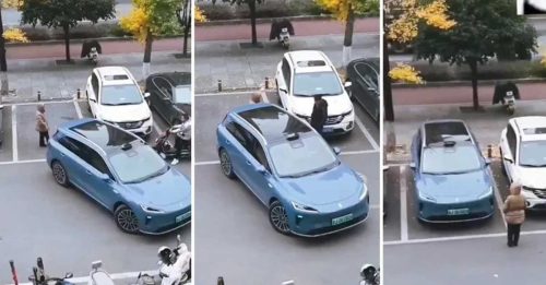 大妈“人肉”占车位 机智司机“调虎离山” 成功抢赢！