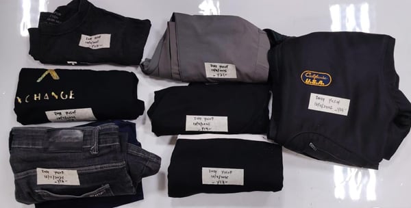 警方起获嫌犯干案时身穿的服装。
