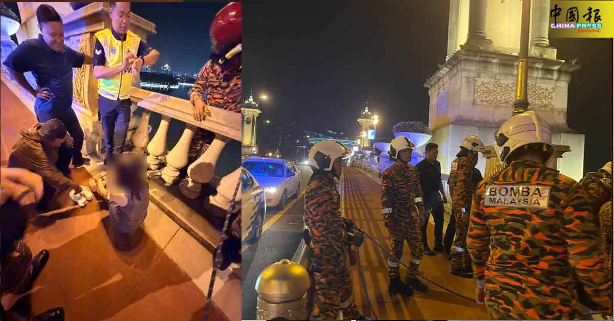 警员和消拯员苦苦劝说 挽救中国年轻女子性命