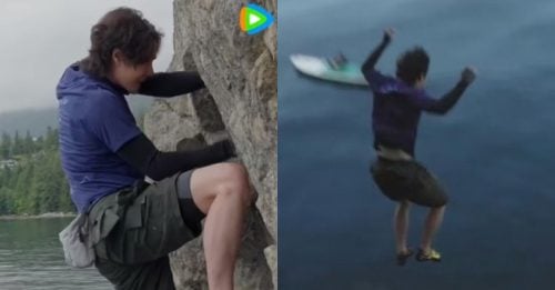 顶流小生徒手攀湿滑峭壁 失手坠海惊险画面曝光
